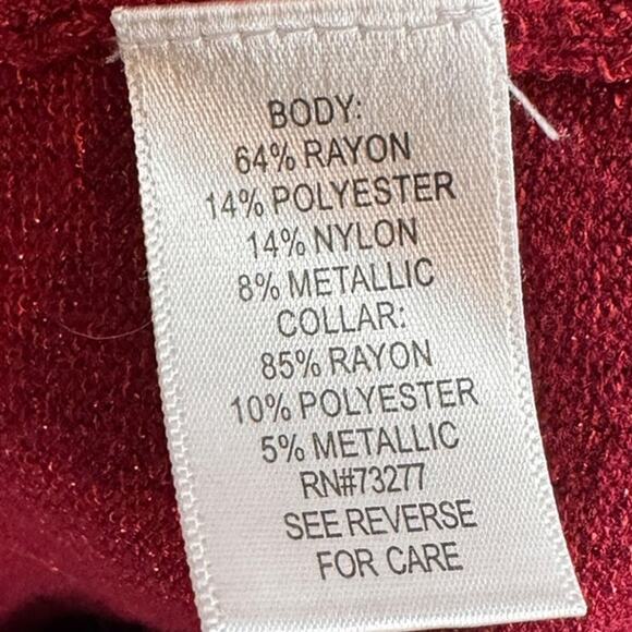 APT. 9 Metallic Shimmer Red Holiday Christmas Cowl Neck Shirt SZ 0X - Picture 7 of 7